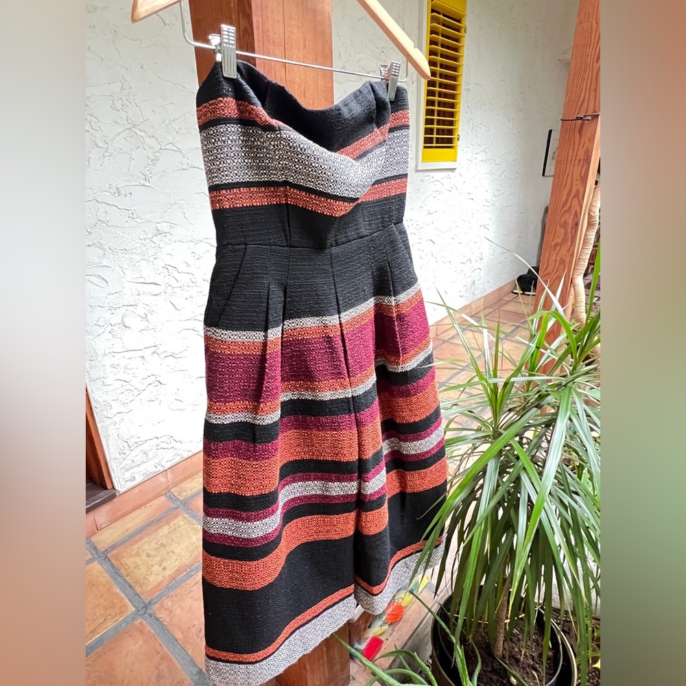Anthropologie Elegant Striped Black and Multicolor Jumpsuit
